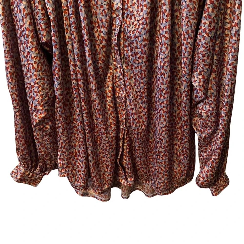 Hukad Sportswear Vintage Abstract Print Button Up Blouse Women's‎ Size Medium